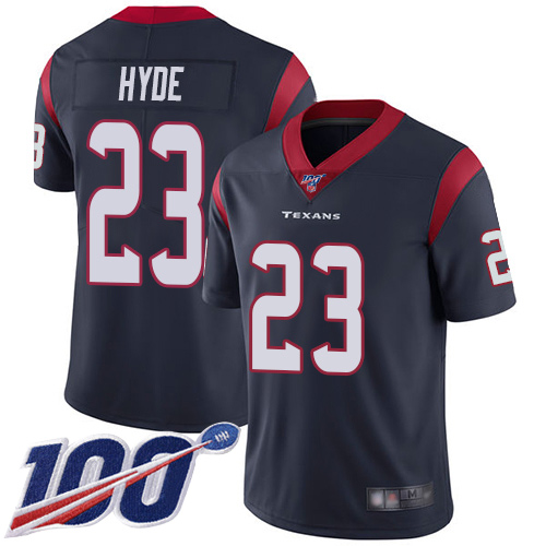 Houston Texans Limited Navy Blue Men Carlos Hyde Home Jersey NFL Football 23 100th Season Vapor Untouchable